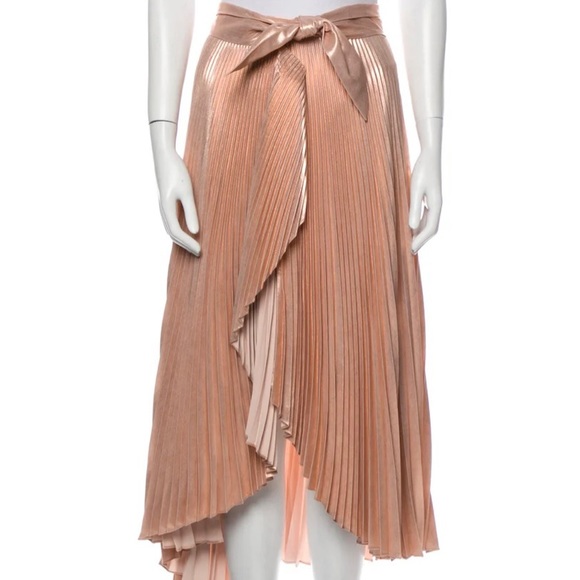 A.L.C. Dresses & Skirts - A.L.C. XS Metallic Pink Pleated Wrap Skirt Ballerina Barbie Ballerina Rose Gold